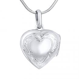Støíbrný medailon otevírací srdce s rytím 16 mm