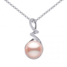 SILVEGO Støíbrný náhrdelník Lena s pudrovou perlou a Brilliance Zirconia