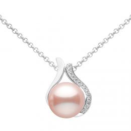 SILVEGO Støíbrný náhrdelník Niale s rùžovou perlou a Brilliance Zirconia - zvìtšit obrázek