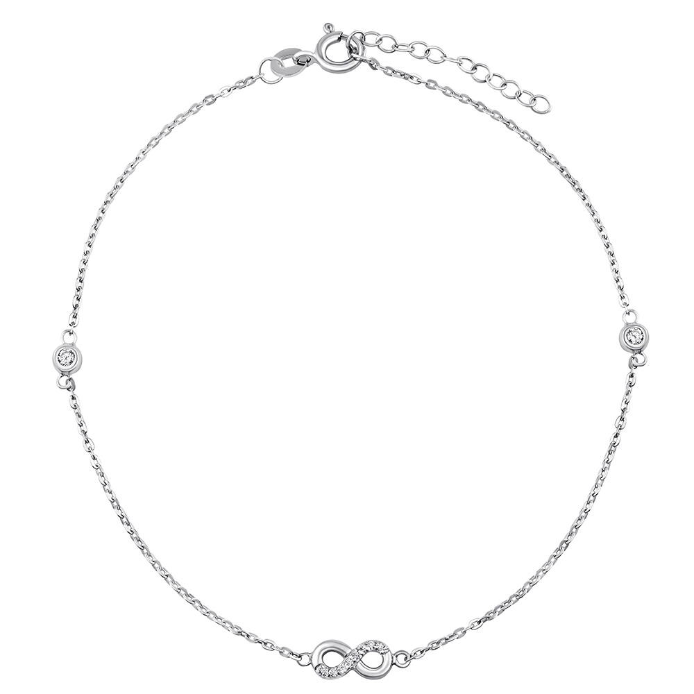 Stbrn etzek na nohu Abigail s infinity a Brilliance Zirconia 22+4 cm