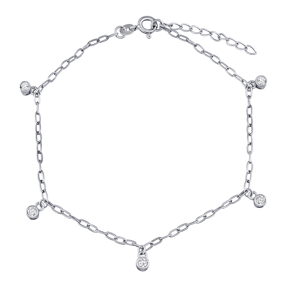 Stbrn etzek na nohu Samantha s Brilliance Zirconia 23+3 cm