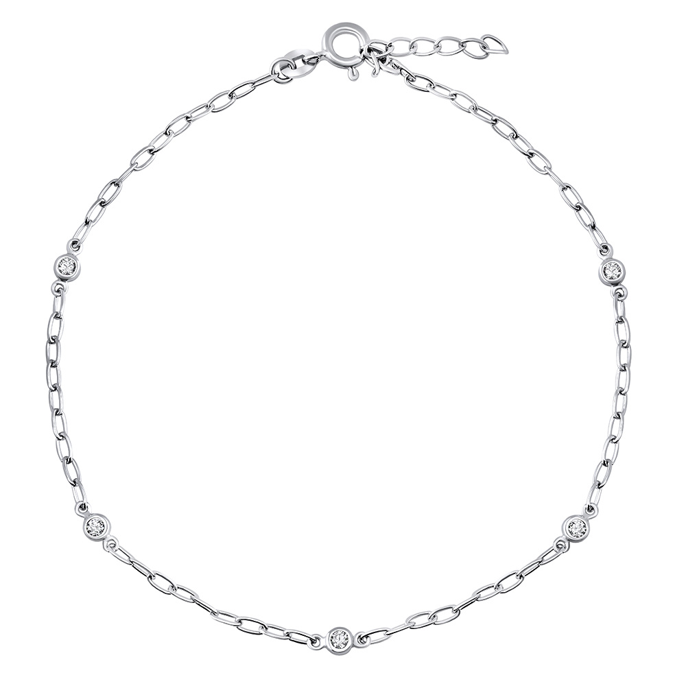 Stbrn etzek na nohu Mary s Brilliance Zirconia 22+4 cm