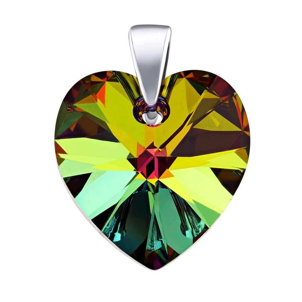 Stbrn pvsek SRDCE 14mm Vitrail Medium se Swarovski Crystal