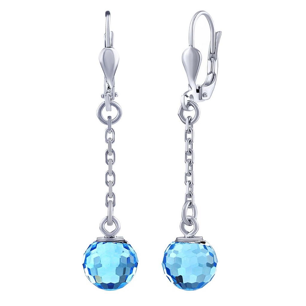 Stbrn visac nunice Disco se Swarovski Crystals - barva Aquamarine
