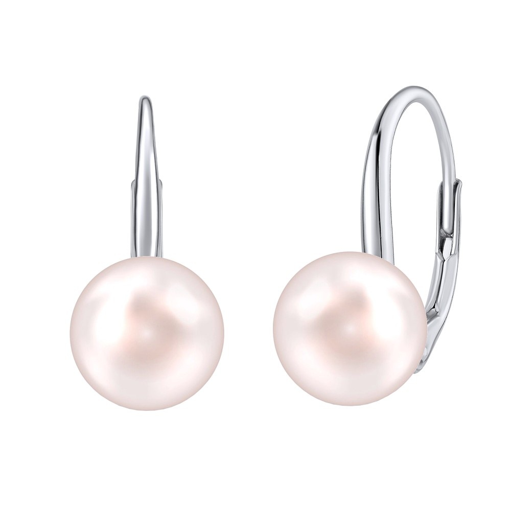 Stbrn nunice se svtle rovou perlou Swarovski Crystals