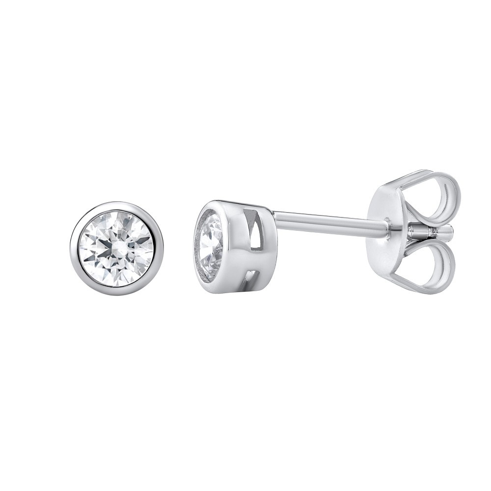 Stbrn nunice pecky se Swarovski Zirconia 4 mm